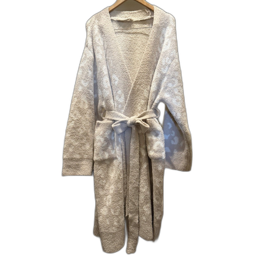 NWT PAVILIA Cheetah Beige Premium Plush Robe Women, Soft Cozy Bathrobe, L/XL
